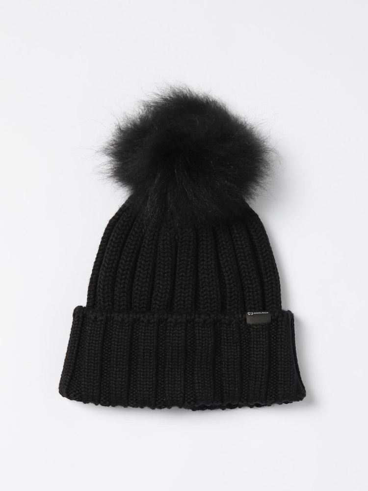 울리치 FW24 Woolrich hat in virgin wool with ribbed pompom CFWWAC0163FRUF0428 100 Black