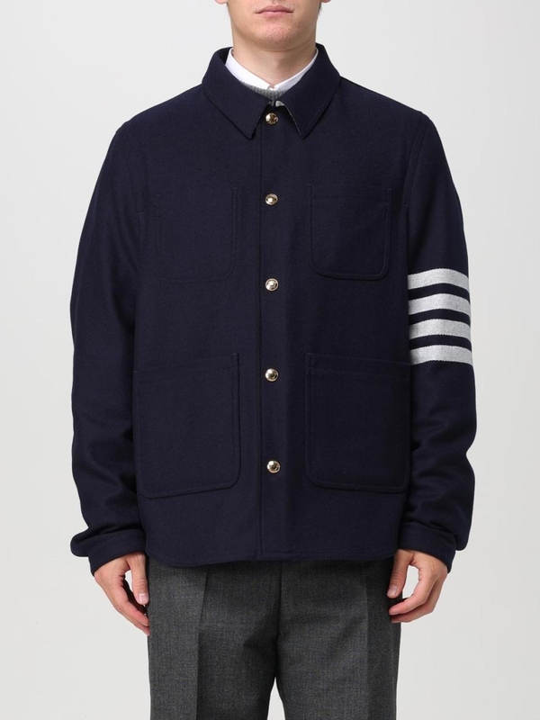 톰 브라운 FW24 Thom Browne 4-bar shirt jacket MJO220UF0522 415 Navy Blue