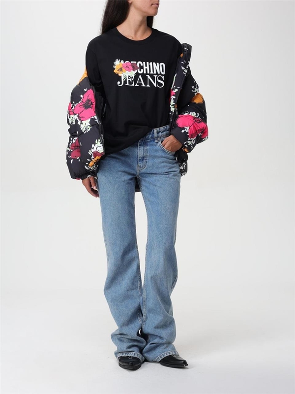 모스키노 FW24 Moschino Jeans Floral Padded Down Jacket 06118735 2555 Black