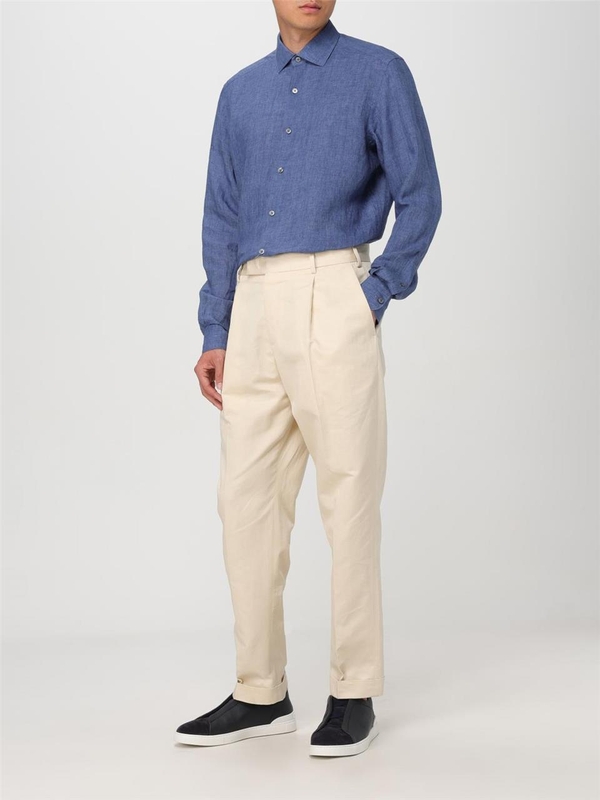 제냐 SS24 Zegna Linen Shirt SRF5UDX38 432 Light Blue