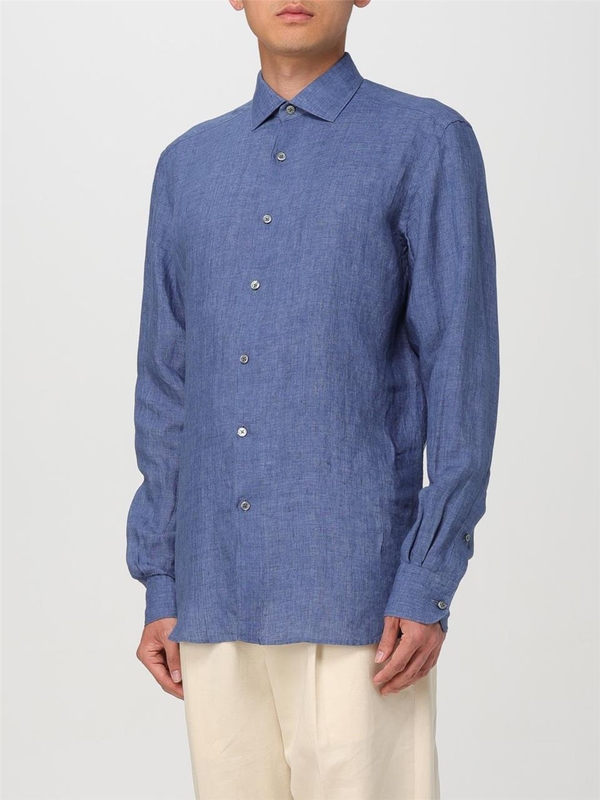 제냐 SS24 Zegna Linen Shirt SRF5UDX38 432 Light Blue