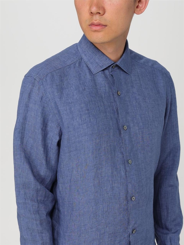 제냐 SS24 Zegna Linen Shirt SRF5UDX38 432 Light Blue