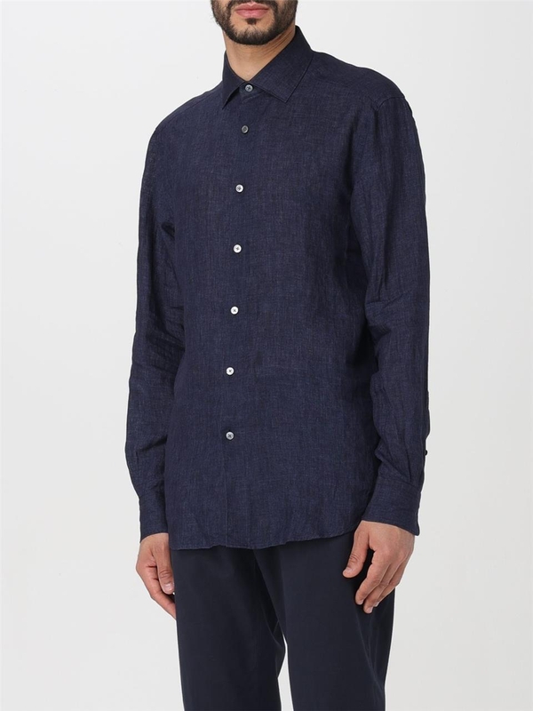 제냐 SS24 Zegna Linen Shirt SRF5UDX38 402 Blue