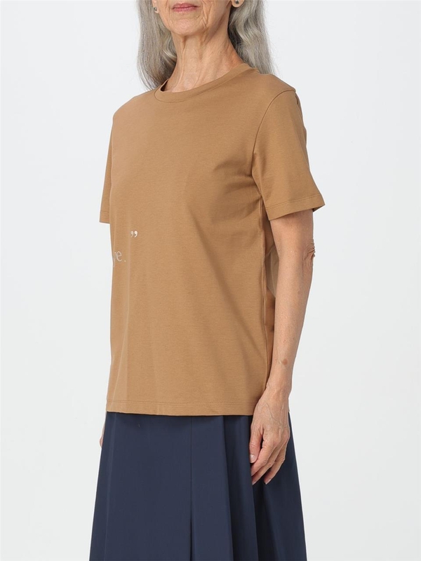 S 막스마라 SS24 S Max Mara cotton T-shirt with contrasting writing 2419971033600 008 Camel