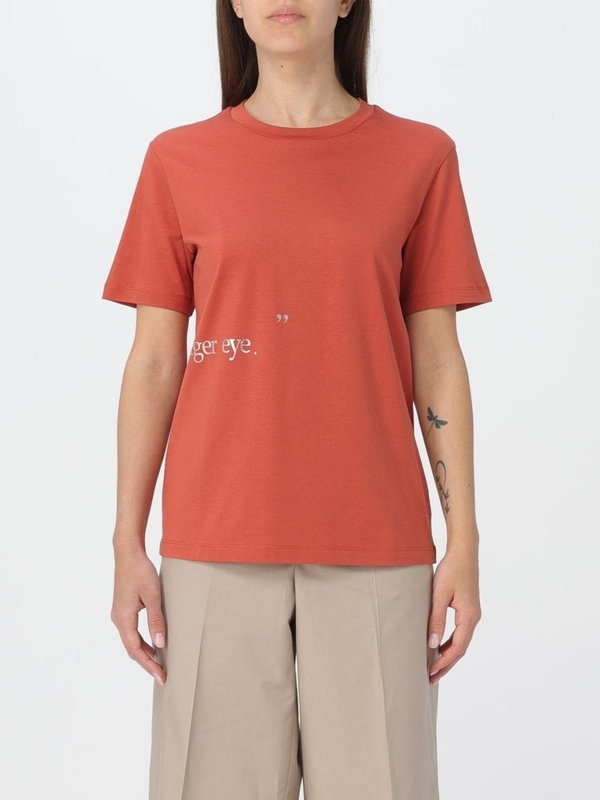 S 막스마라 SS24 S Max Mara cotton T-shirt with contrasting writing 2419971033600 004 Orange