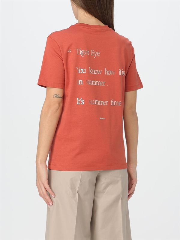 S 막스마라 SS24 S Max Mara cotton T-shirt with contrasting writing 2419971033600 004 Orange