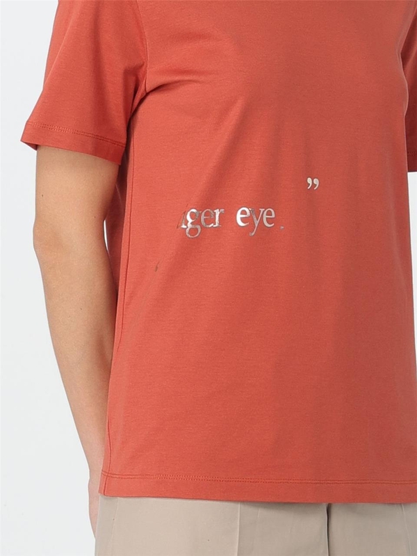 S 막스마라 SS24 S Max Mara cotton T-shirt with contrasting writing 2419971033600 004 Orange