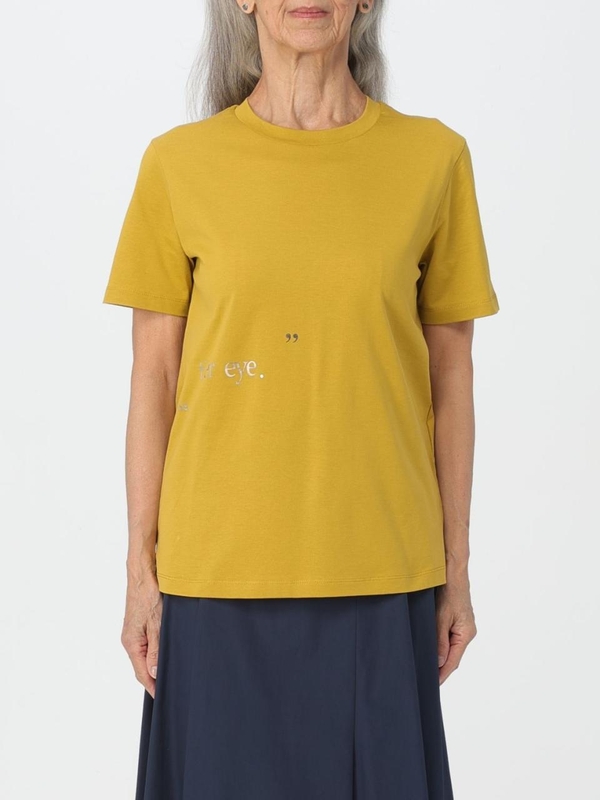 S 막스마라 SS24 S Max Mara cotton T-shirt with contrasting writing 2419971033600 009 Yellow