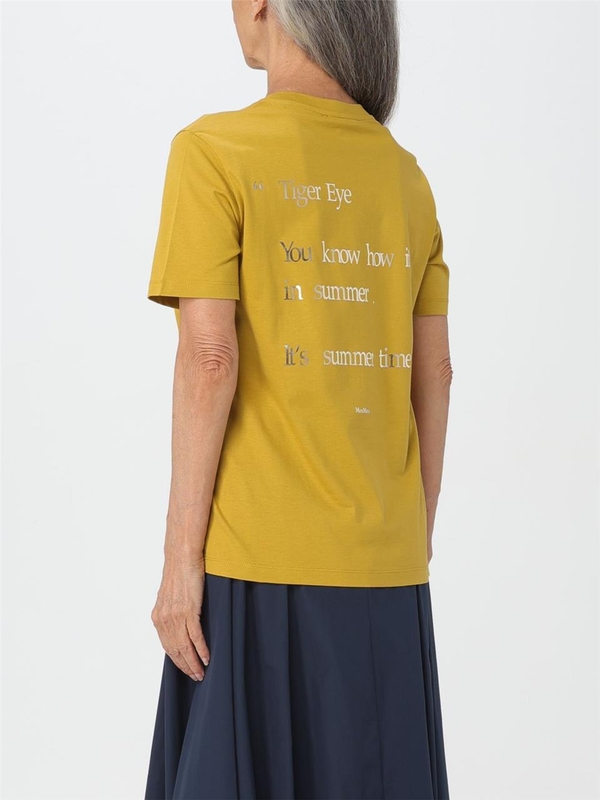 S 막스마라 SS24 S Max Mara cotton T-shirt with contrasting writing 2419971033600 009 Yellow