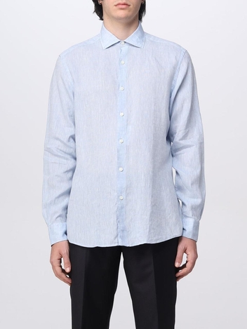 제냐 SS23 Zegna Linen Shirt SRF5UBX38A5 241 Light Blue