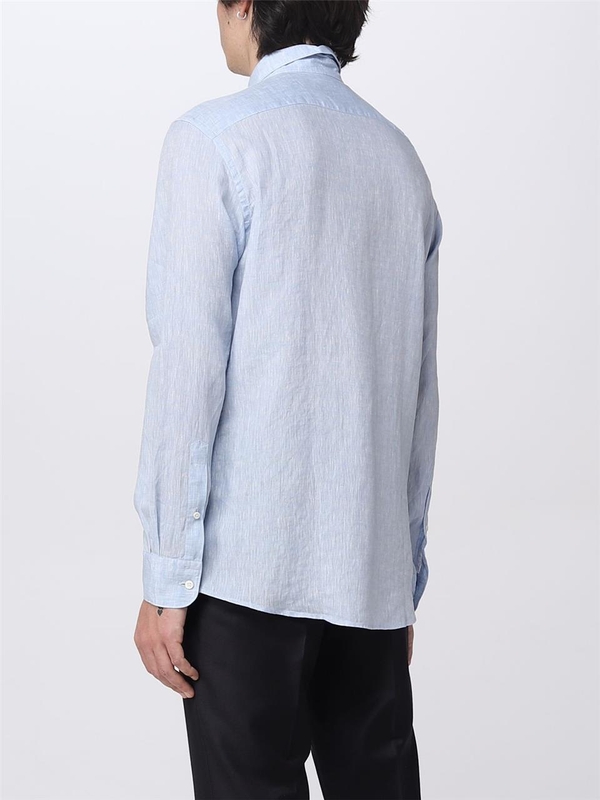 제냐 SS23 Zegna Linen Shirt SRF5UBX38A5 241 Light Blue