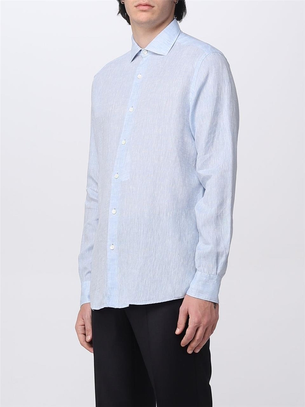 제냐 SS23 Zegna Linen Shirt SRF5UBX38A5 241 Light Blue