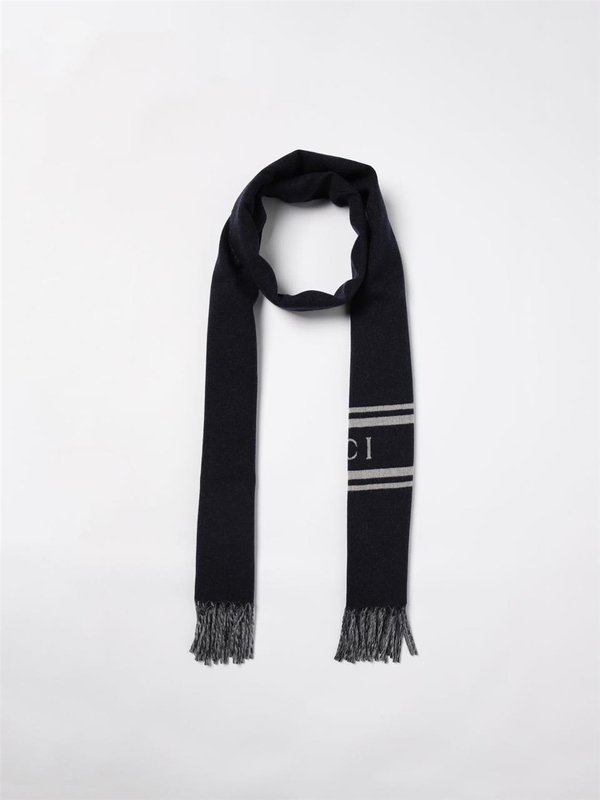 구찌 FW24 Gucci Mens Scarf 7953044GA17 4162 Blue