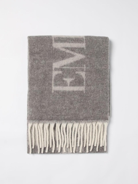 엠포리오 아르마니 FW24 Emporio Armani Wool Blend Logo Scarf 6250244F325 00041 Gray