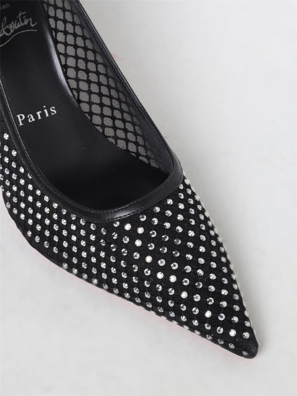 크리스찬루부탱 FW24 Christian Louboutin Apostropha Pumps in Mesh and Leather with Rhinestones 3240170 B775 Black