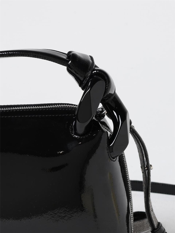 JW 앤더슨 FW24 JW Anderson Patent and Denim Corner Bag HB0649FA0391 999 Black