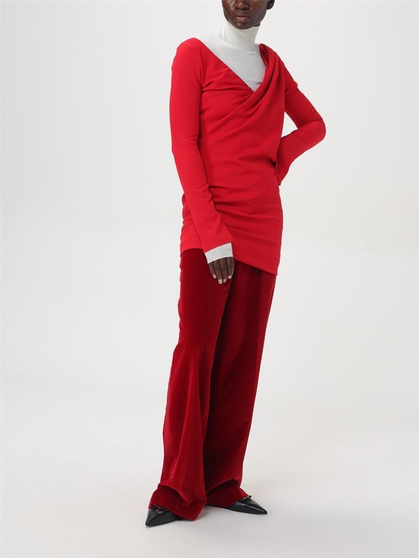 JW 앤더슨 FW24 Jw Anderson Draped V-Neck Dress DR0446PG1573 417 Red