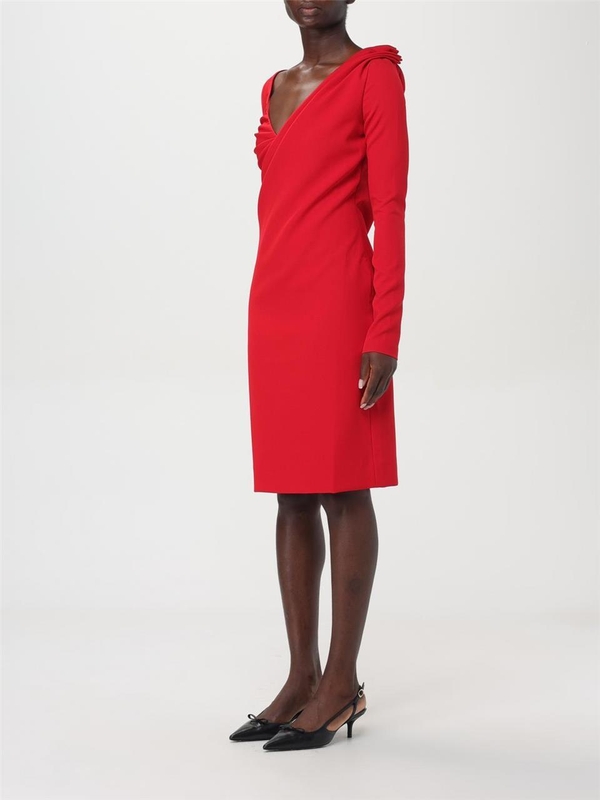 JW 앤더슨 FW24 Jw Anderson Draped V-Neck Dress DR0446PG1573 417 Red