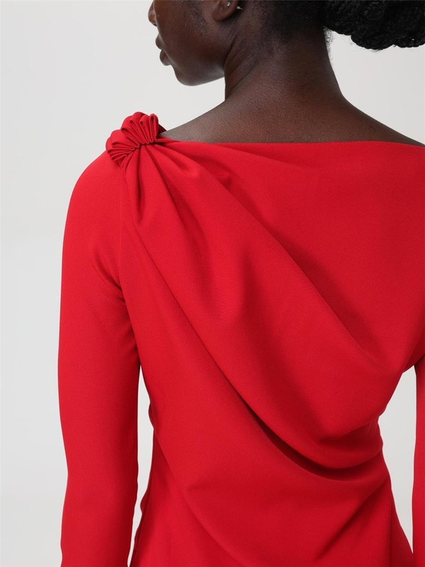 JW 앤더슨 FW24 Jw Anderson Draped V-Neck Dress DR0446PG1573 417 Red