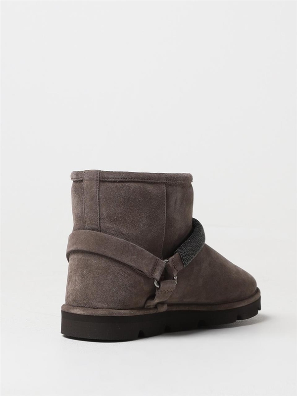 브루넬로쿠치넬리 FW24 Brunello Cucinelli suede ankle boot with monili MZSFG2834 C8212 Dove Gray