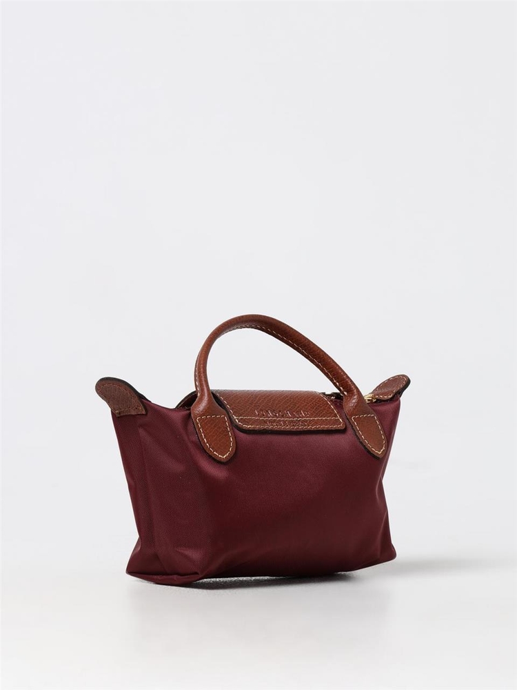 롱샴 FW24 Le Pliage Original Longchamp Bag in Nylon and Grained Leather 34175 089 P87 Burgundy