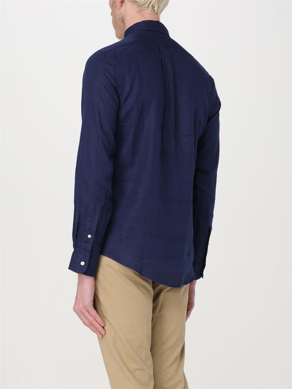 폴로 랄프로렌 SS24 Polo Ralph Lauren Linen Shirt 710829443001 NEWPORT NAVY Navy Blue