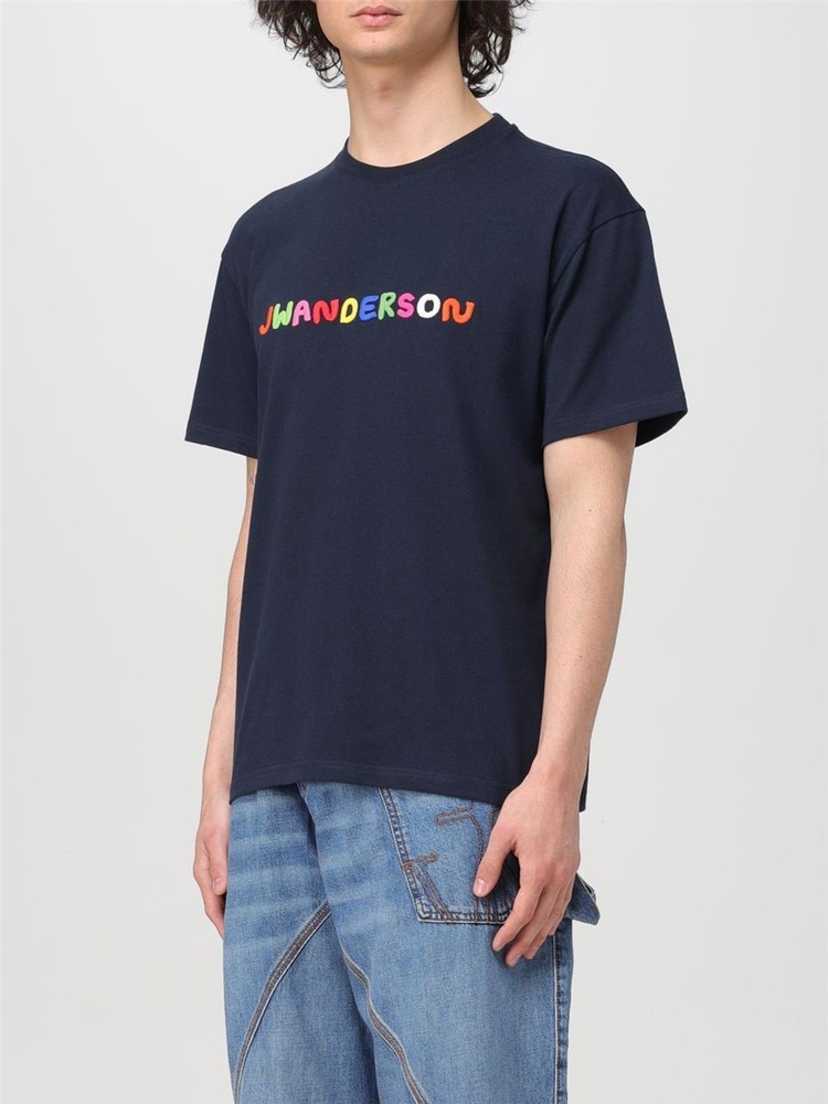 JW 앤더슨 SS24 T-shirt JW Anderson in cotone con logo JT0228PG0482 888 Navy Blue