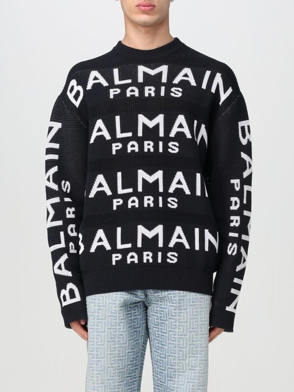 발망 SS24 Balmain sweater with all-over logo CH1KE010KE07 EAB Black