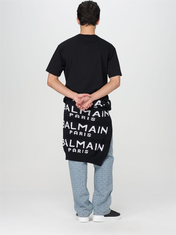 발망 SS24 Balmain sweater with all-over logo CH1KE010KE07 EAB Black