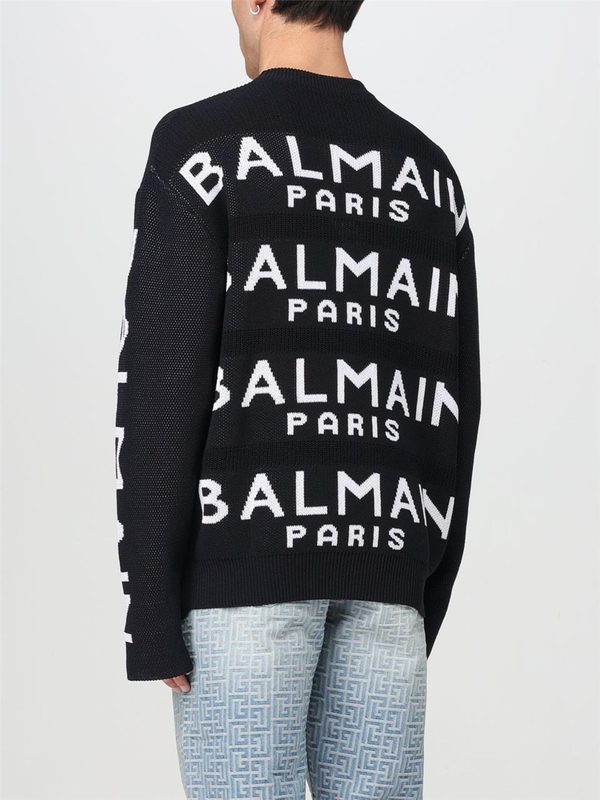 발망 SS24 Balmain sweater with all-over logo CH1KE010KE07 EAB Black