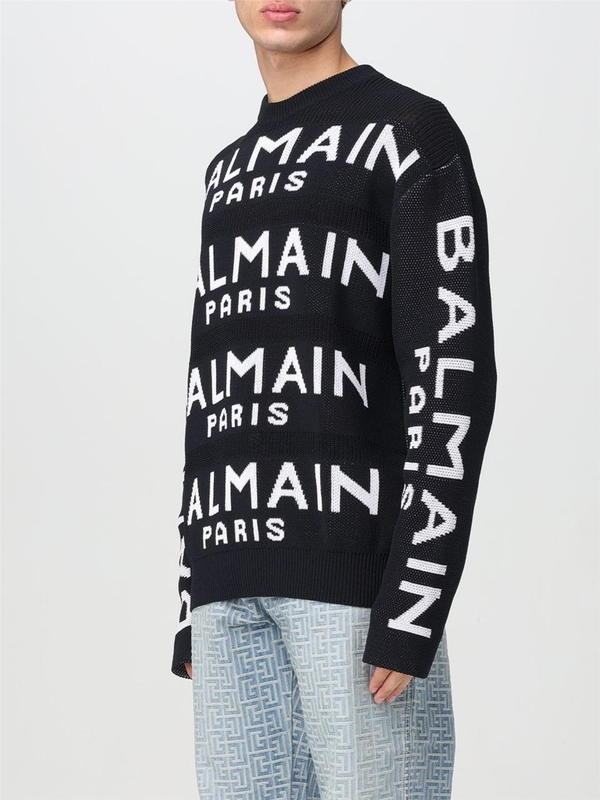 발망 SS24 Balmain sweater with all-over logo CH1KE010KE07 EAB Black