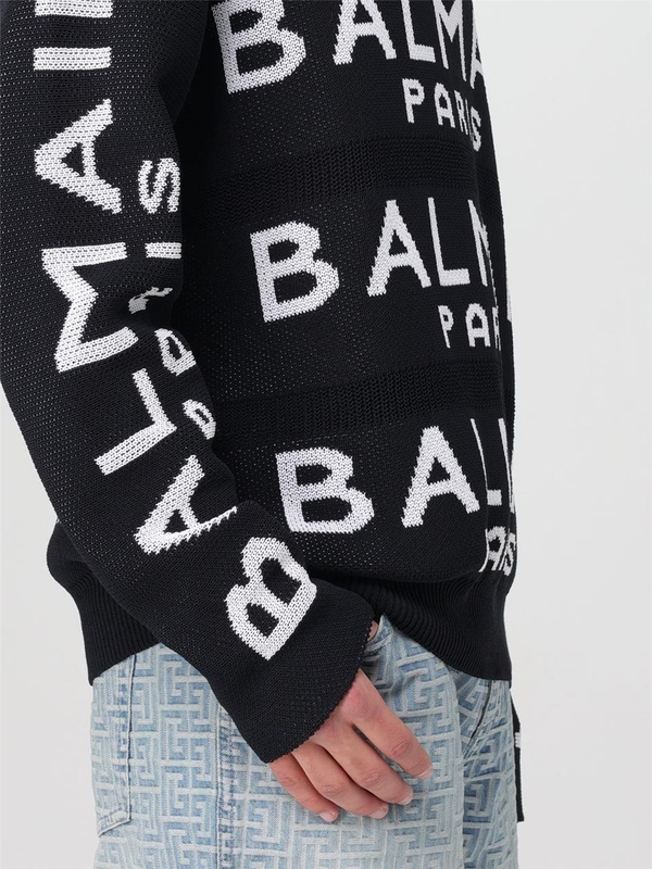 발망 SS24 Balmain sweater with all-over logo CH1KE010KE07 EAB Black