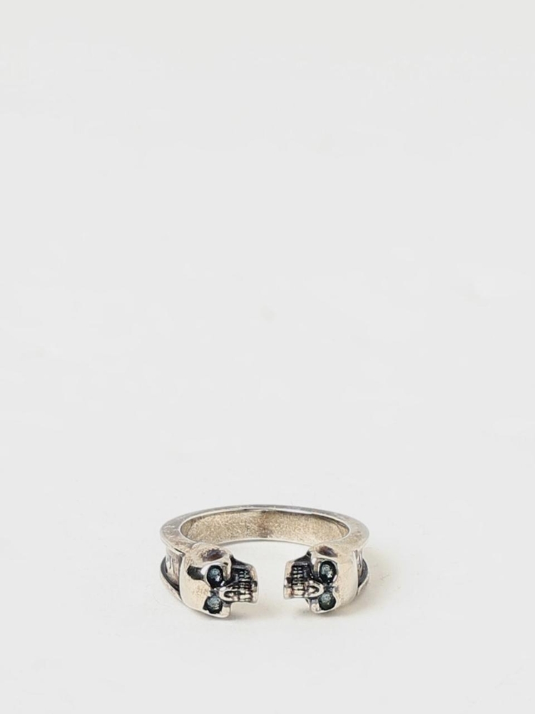 알렉산더 맥퀸 SS24 Alexander McQueen Skull Ring in Brass with Rhinestones 554576J160Y 0446 Silver