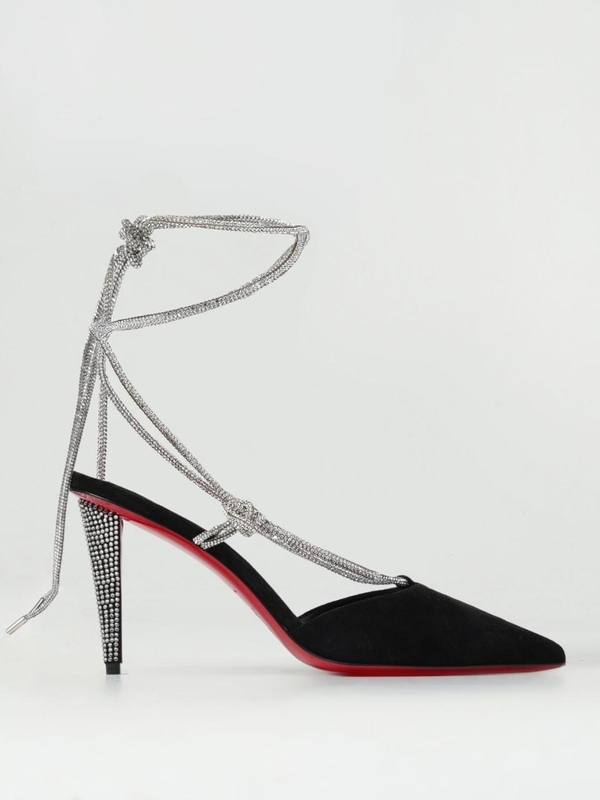 크리스찬루부탱 SS24 Christian Louboutin Suede Sabot with Rhinestones 1240305 T023 Black