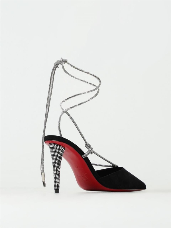 크리스찬루부탱 SS24 Christian Louboutin Suede Sabot with Rhinestones 1240305 T023 Black