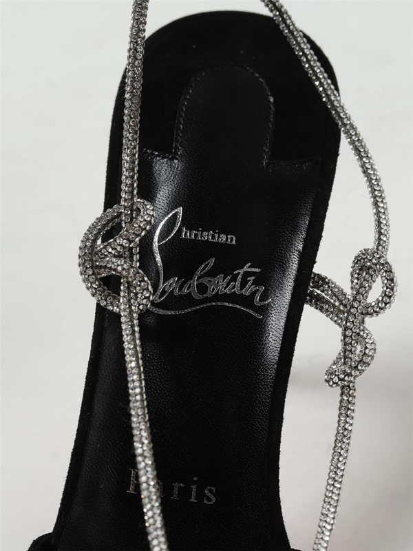 크리스찬루부탱 SS24 Christian Louboutin Suede Sabot with Rhinestones 1240305 T023 Black