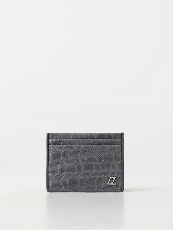 크리스찬루부탱 SS24 Christian Louboutin Kios Wallet in Leather and Fabric with Jacquard Logo 1245224 I417 Gray