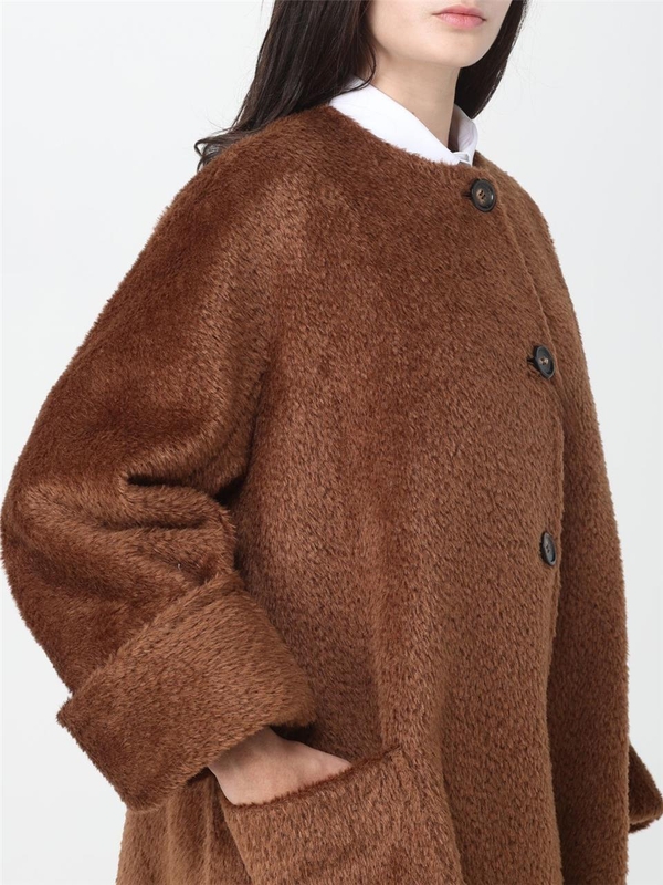 막스마라 FW23 Max Mara wool fur coat 2310164236600 002 Brown