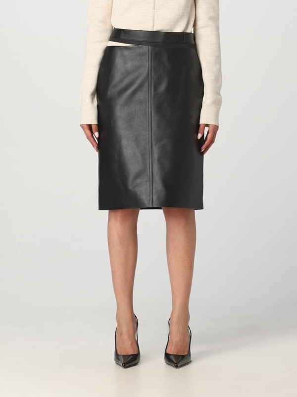 펜디 FW23 Fendi midi leather skirt FPD774AQ31 F0GME Black