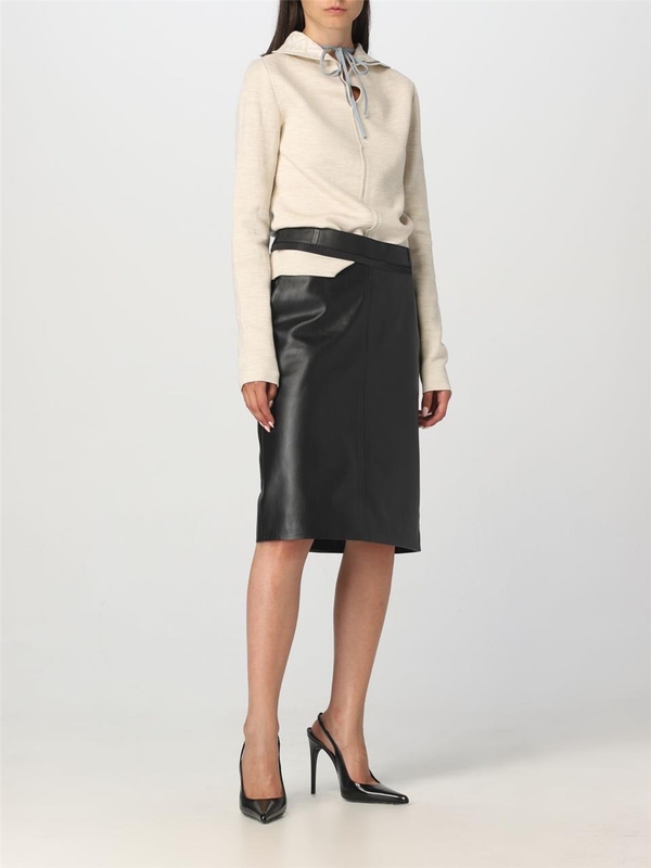 펜디 FW23 Fendi midi leather skirt FPD774AQ31 F0GME Black