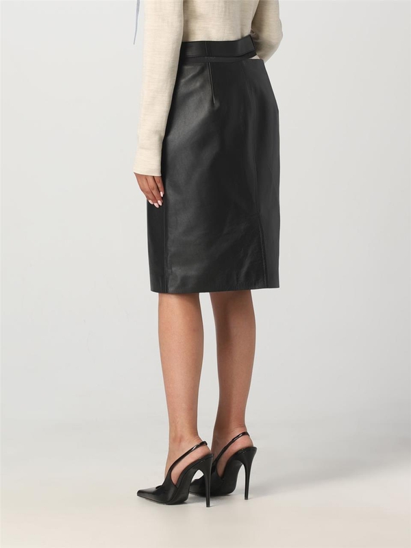 펜디 FW23 Fendi midi leather skirt FPD774AQ31 F0GME Black