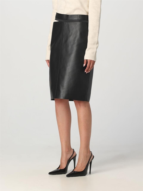 펜디 FW23 Fendi midi leather skirt FPD774AQ31 F0GME Black