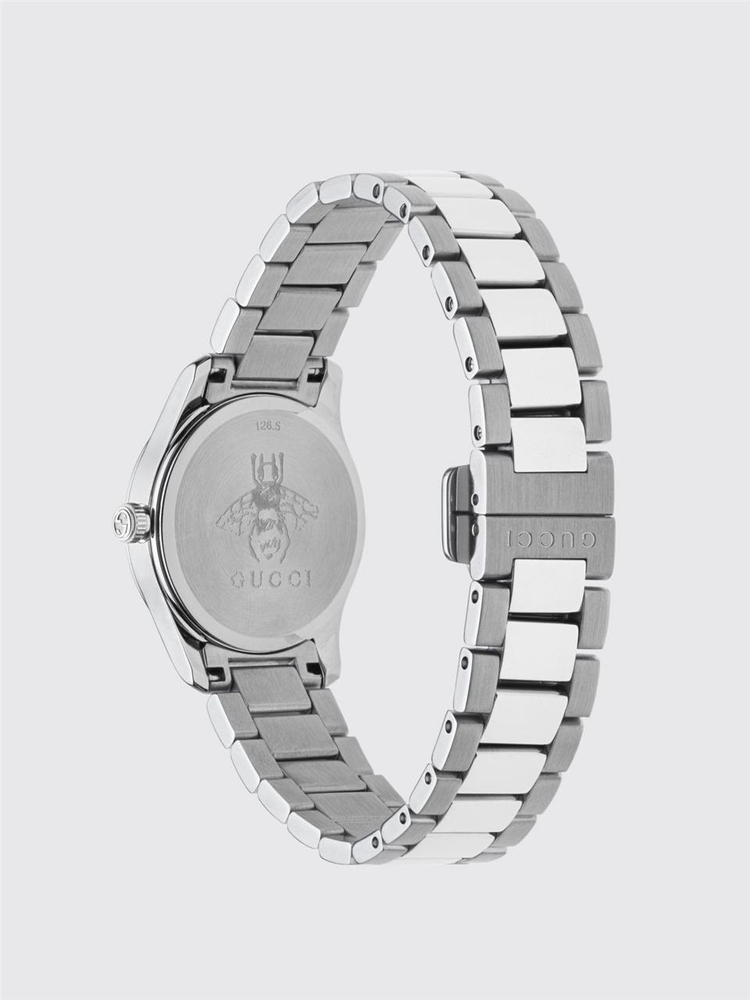 구찌 SS23 Gucci G-Timeless Stainless Steel Watch with Cat Head Dial YA126595 Silver