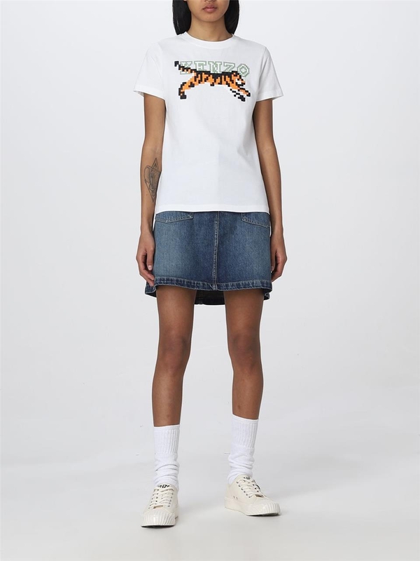 겐조 SS23 T-shirt Pixel Kenzo in cotone FD52TS0124SG 02 White