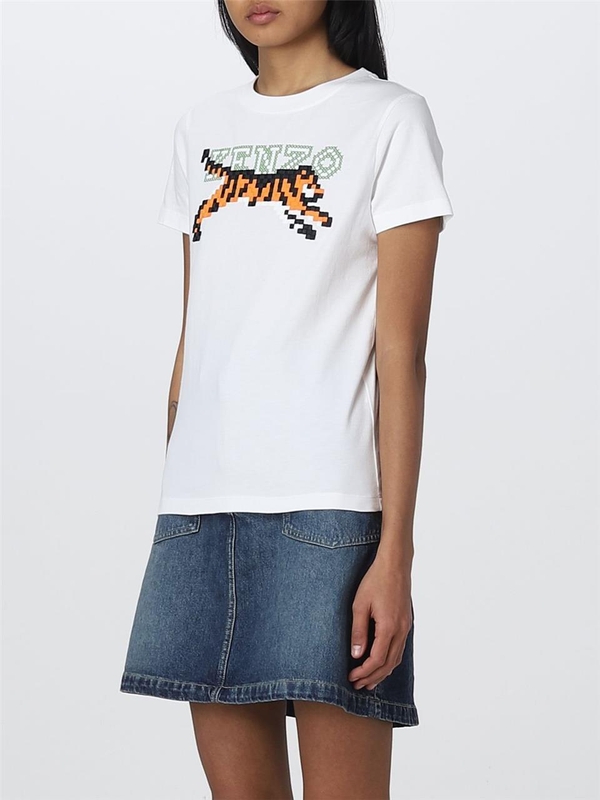 겐조 SS23 T-shirt Pixel Kenzo in cotone FD52TS0124SG 02 White