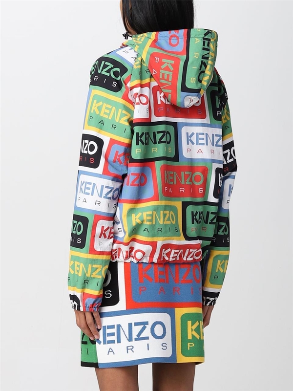 겐조 SS23 Kenzo Labels Printed Nylon Jacket FD52BL1679NG MU Green