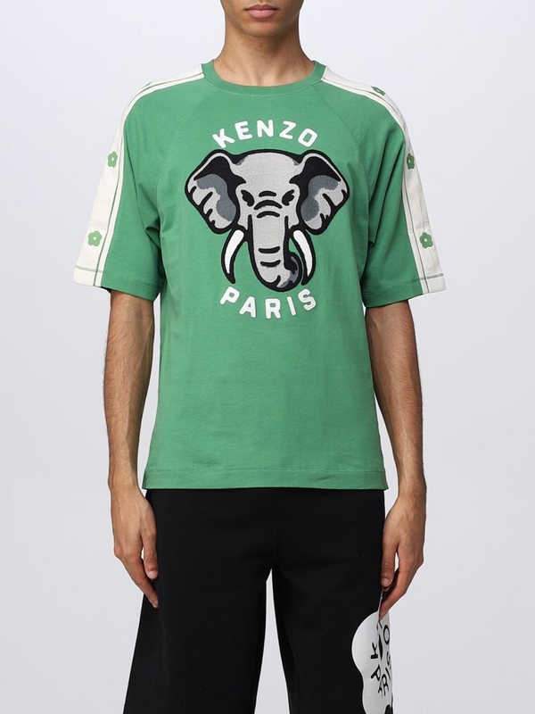 겐조 SS23 T-shirt Elephant Kenzo in cotone FD55TS4514SC 57 Green