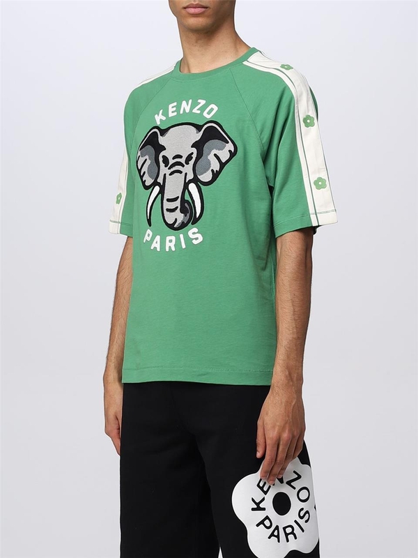 겐조 SS23 T-shirt Elephant Kenzo in cotone FD55TS4514SC 57 Green