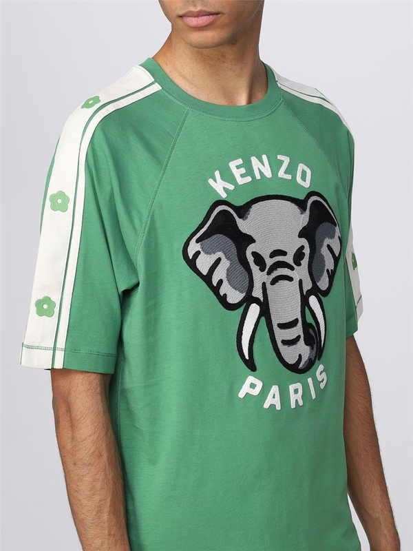 겐조 SS23 T-shirt Elephant Kenzo in cotone FD55TS4514SC 57 Green