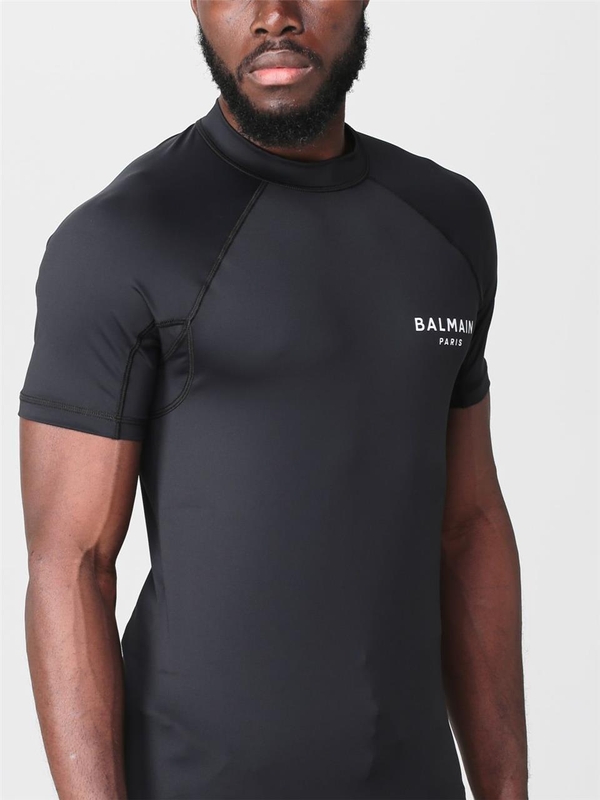 발망 SS23 T-shirt Balmain in tessuto stretch BWM350920 010 Black